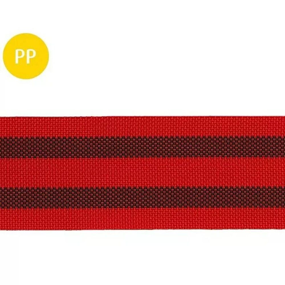 BÅND PP-SLEDEBELTE STABILIT 60MM SVART-RØDT