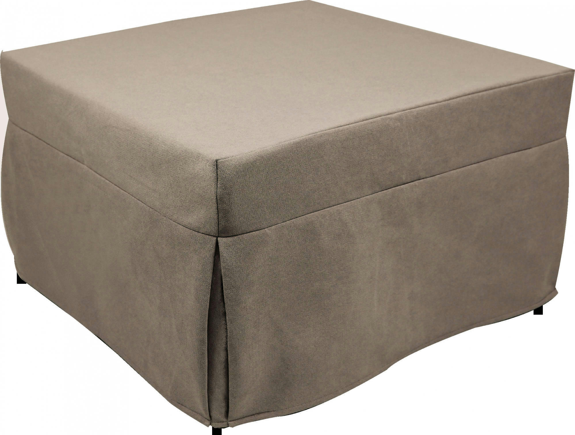 - Pouf convertible en lit en tissu gris tourterelle