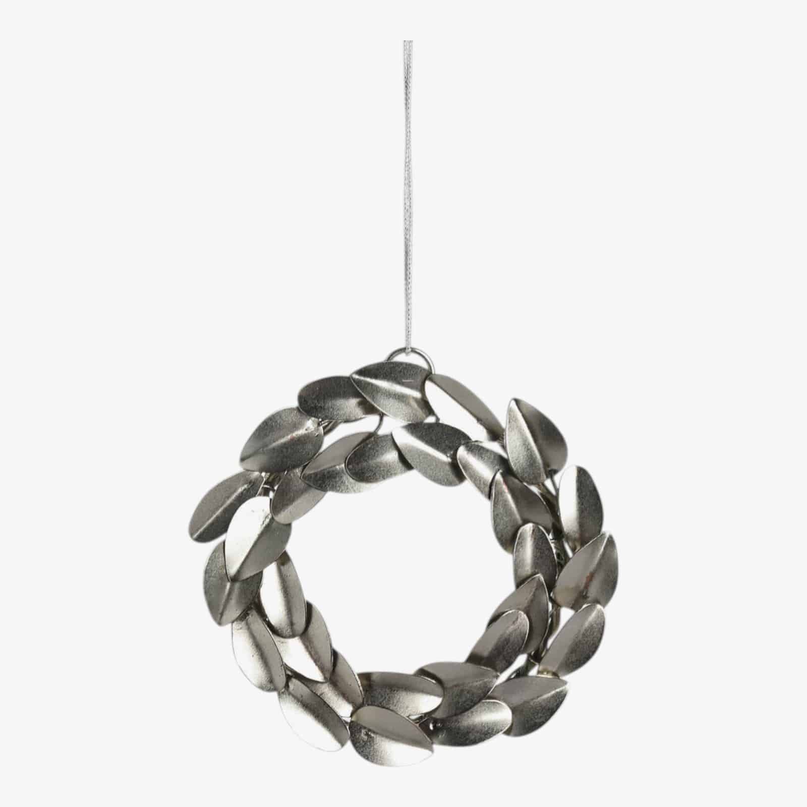 Deko-Anhänger Blätterkranz Silber, ⌀ 10 cm, T 20 mm