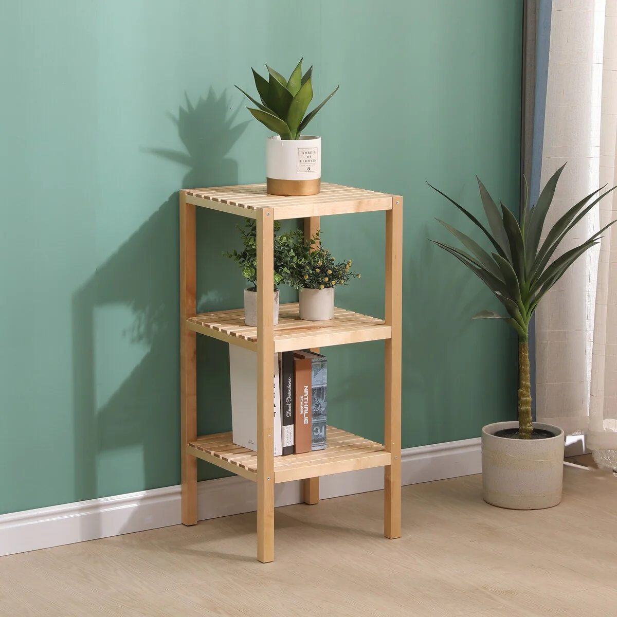 3-Tier Birch Bathroom Shelf, Narrow Shelving Unit, Multifunctional Storage Rack, Corner Rack, for Kitchen, Living Room, Bedroom