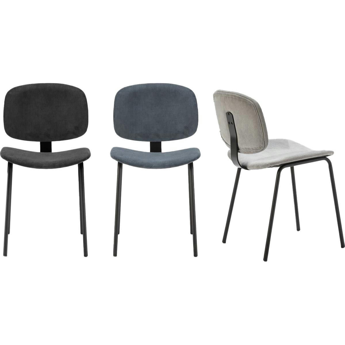 LIV - Lot de 2 chaises en velours côtelé beige piètement noir