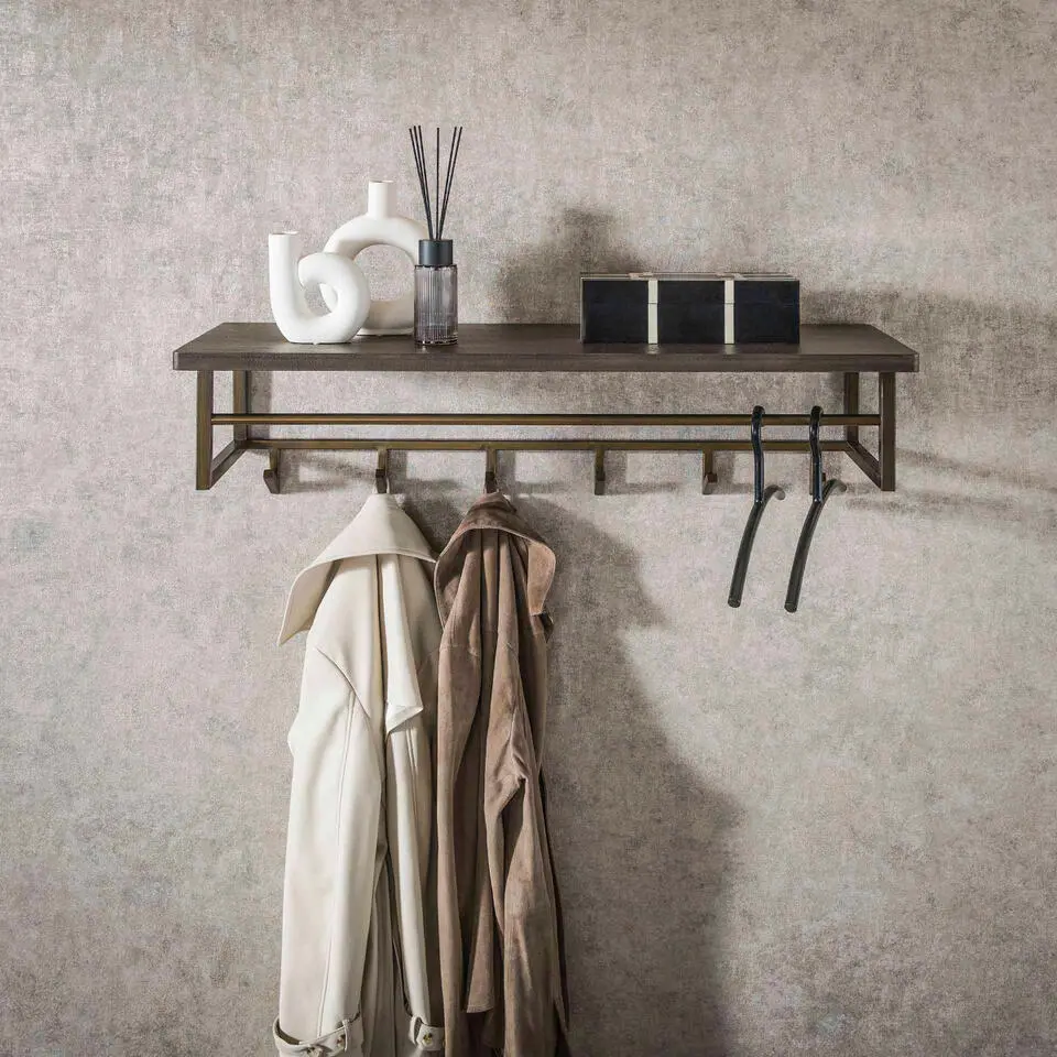 Fraaai - Nowi kapstok 6 haken hoedenplank - brons antiek