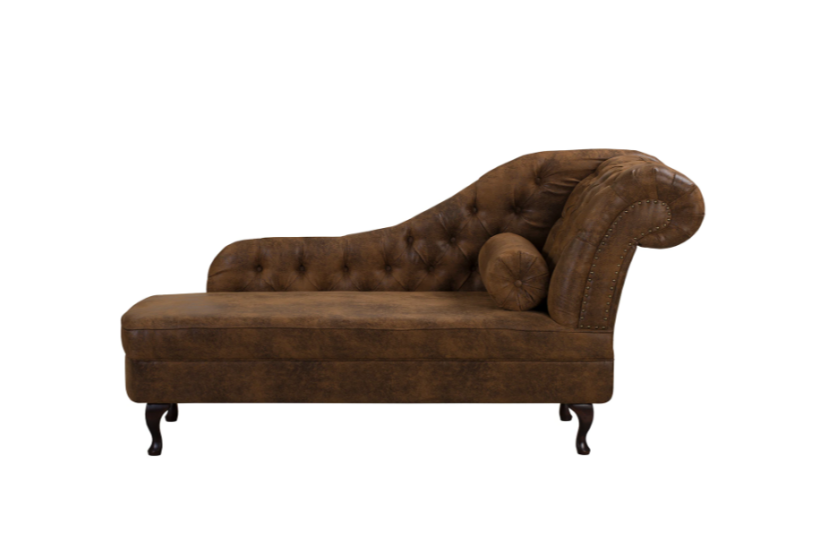 Ropez Chesterfield Pako szezlong prawy zamsz brązowy