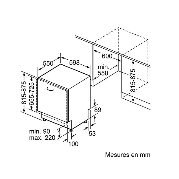 Lave-vaisselle tout intégrable SIEMENS iQ300 SN63HX10VF - 14 couverts - L60cm - 46 dB - 6 programmes
