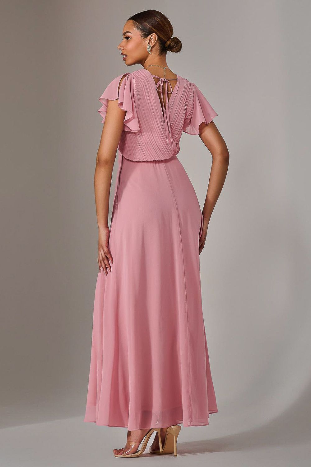 Jolie Moi Chiffon Pleated Maxi Dress