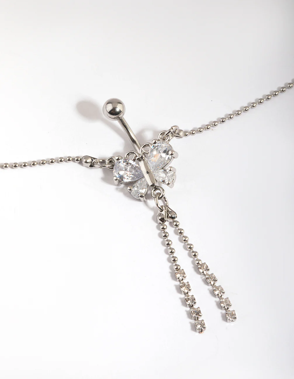 Surgical Steel Butterfly Diamante Belly Bar