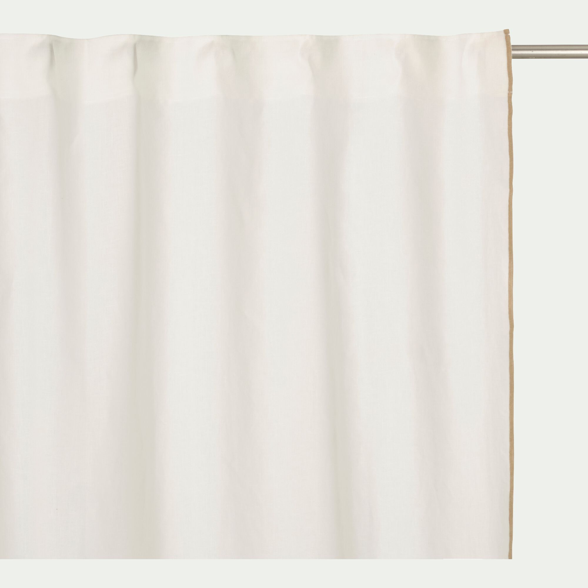 BONNIEUX - Rideau à passants cachés en lin finition point de bourdon 140x250cm - blanc écru