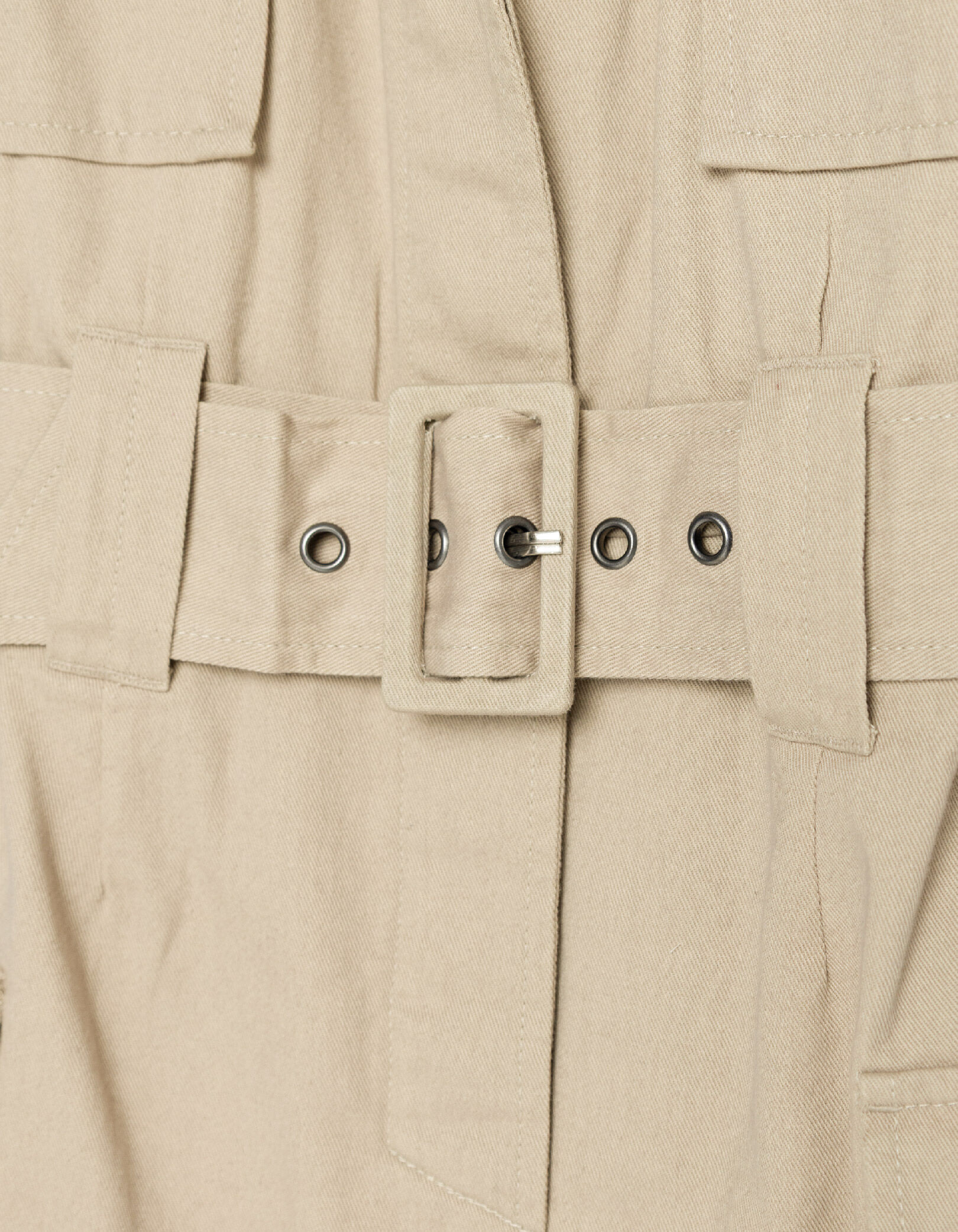 Robe saharienne longue beige sans manches Femme