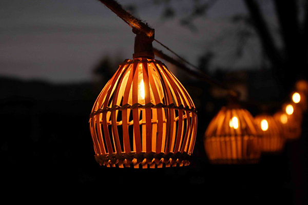 Guirlande lumineuse extérieur à énergie solaire bambou et toile de jute IP44 3W L.80 cm Lucia New Garden