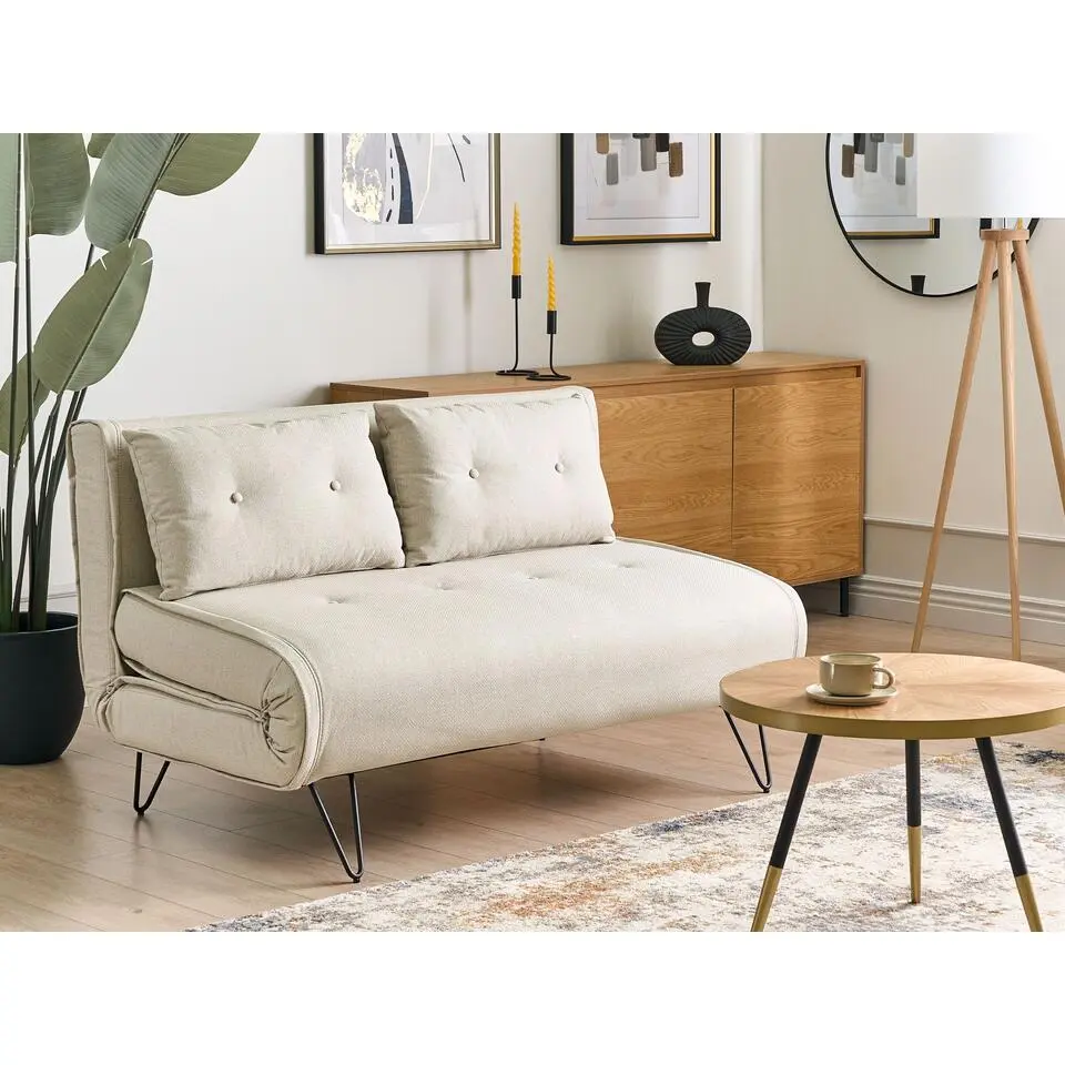 VESTFOLD - Slaapbank - Lichtbeige - Polyester