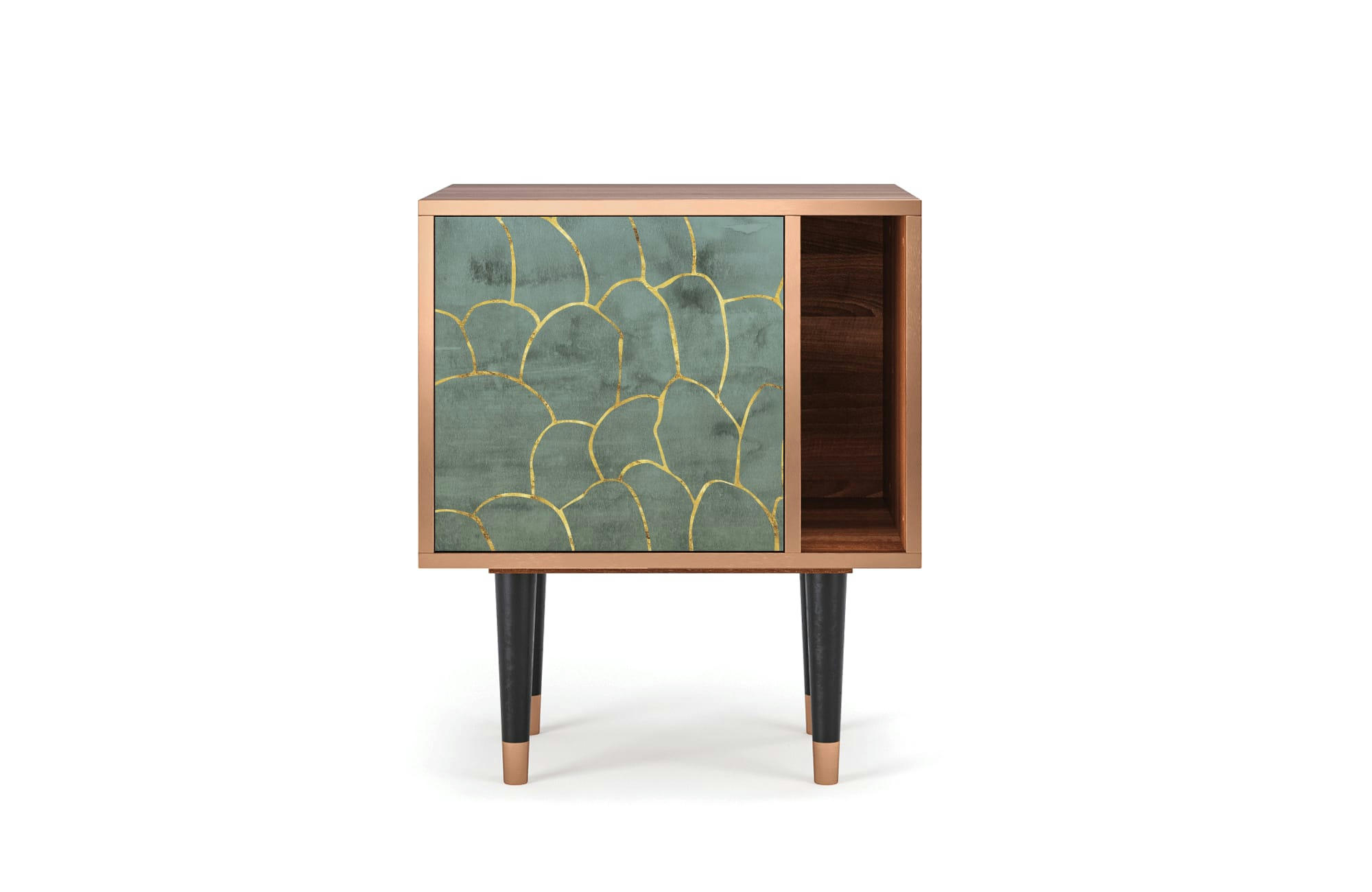 MAGNIFICENT WATER LILY - Table de chevet bleu-vert 1 porte L 58 cm