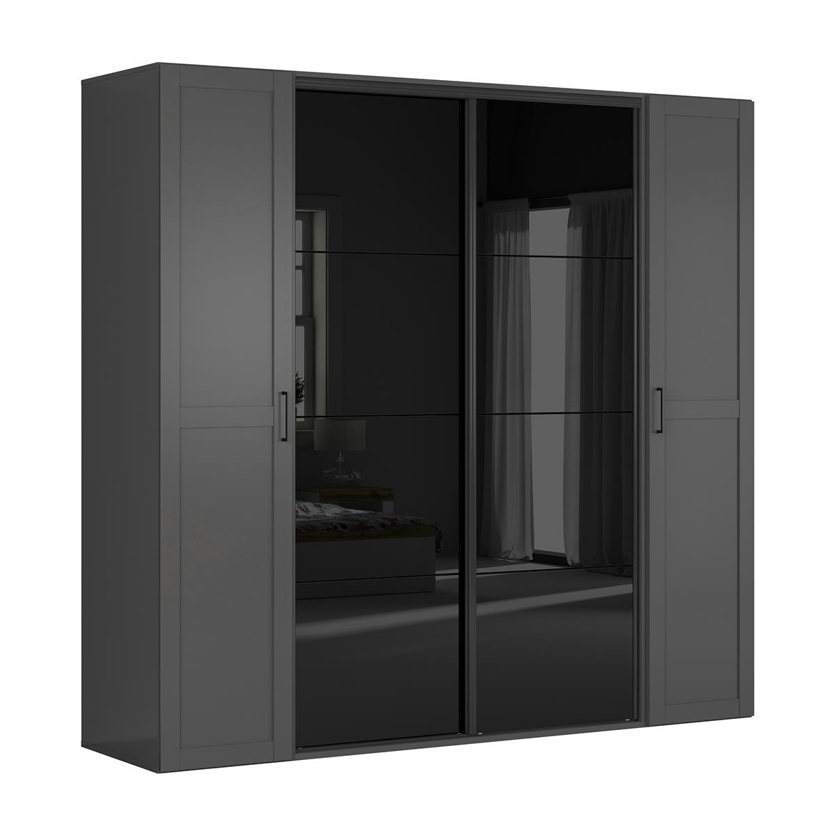 - Armoire 4 portes L250 x H240 stratifiés noir