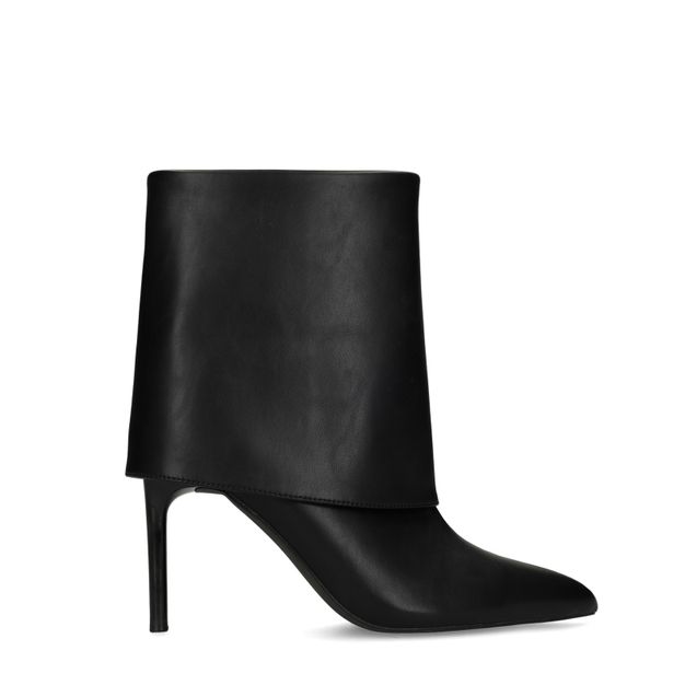 Zwarte flap enkellaarsjes met hak