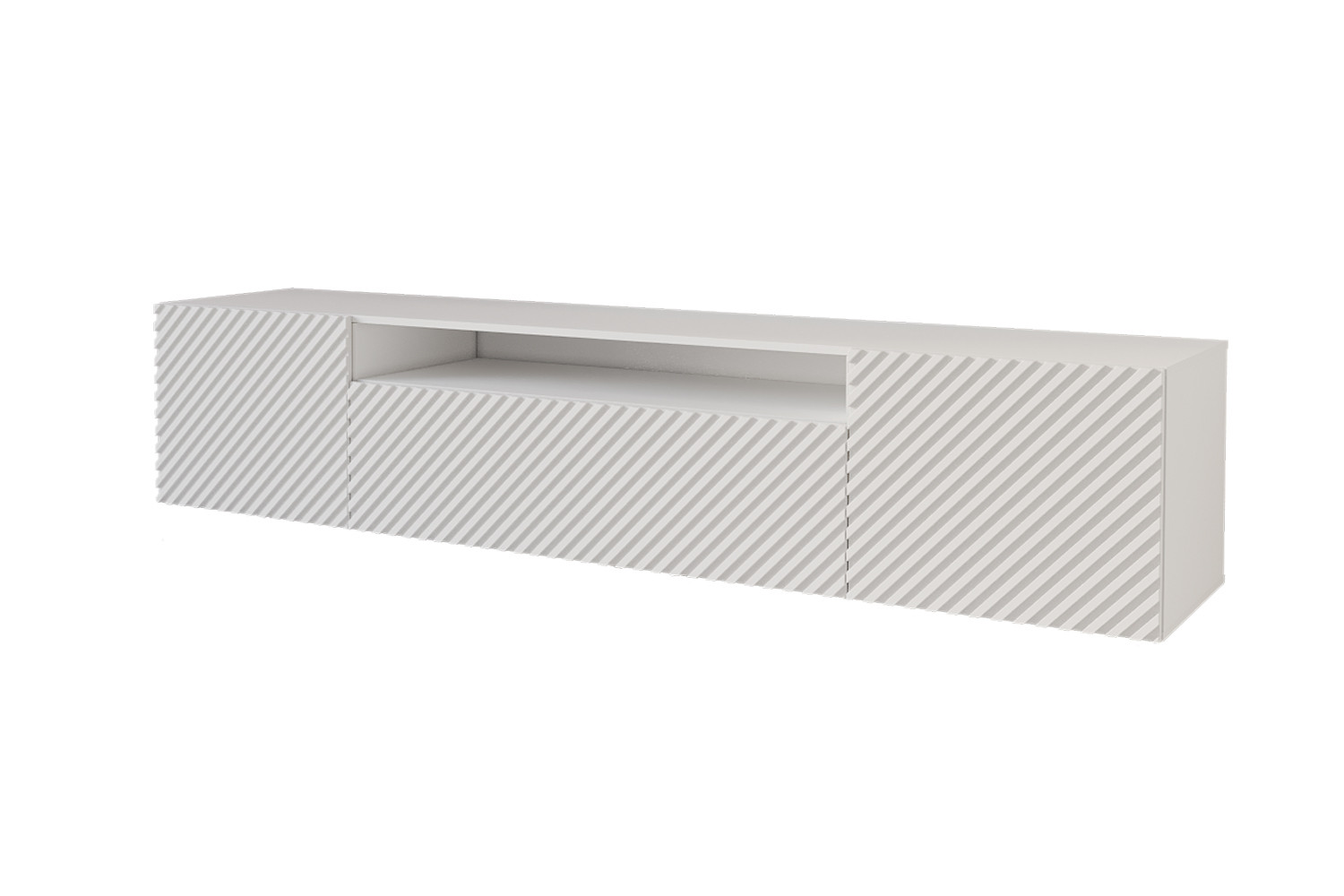 Szafka RTV z frezowanymi frontami wisząca ZENO-W - 200x40x41 cm - Biały