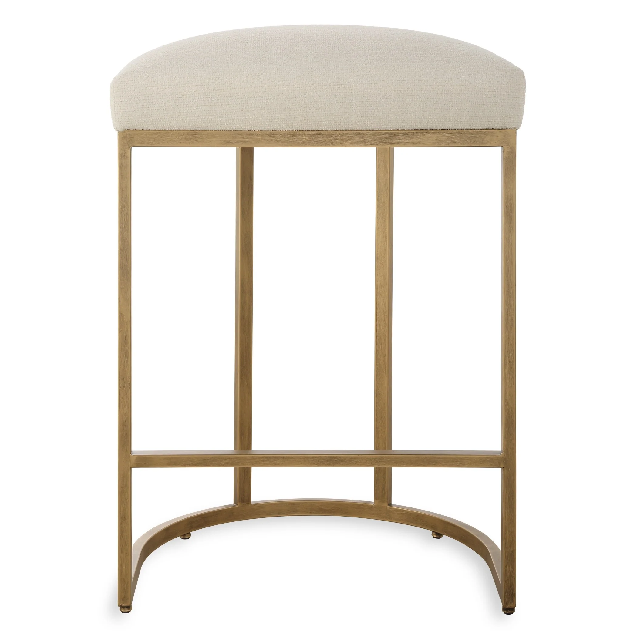 Gold Half-moon Metal Base and Cream Cushion Counter Stool
