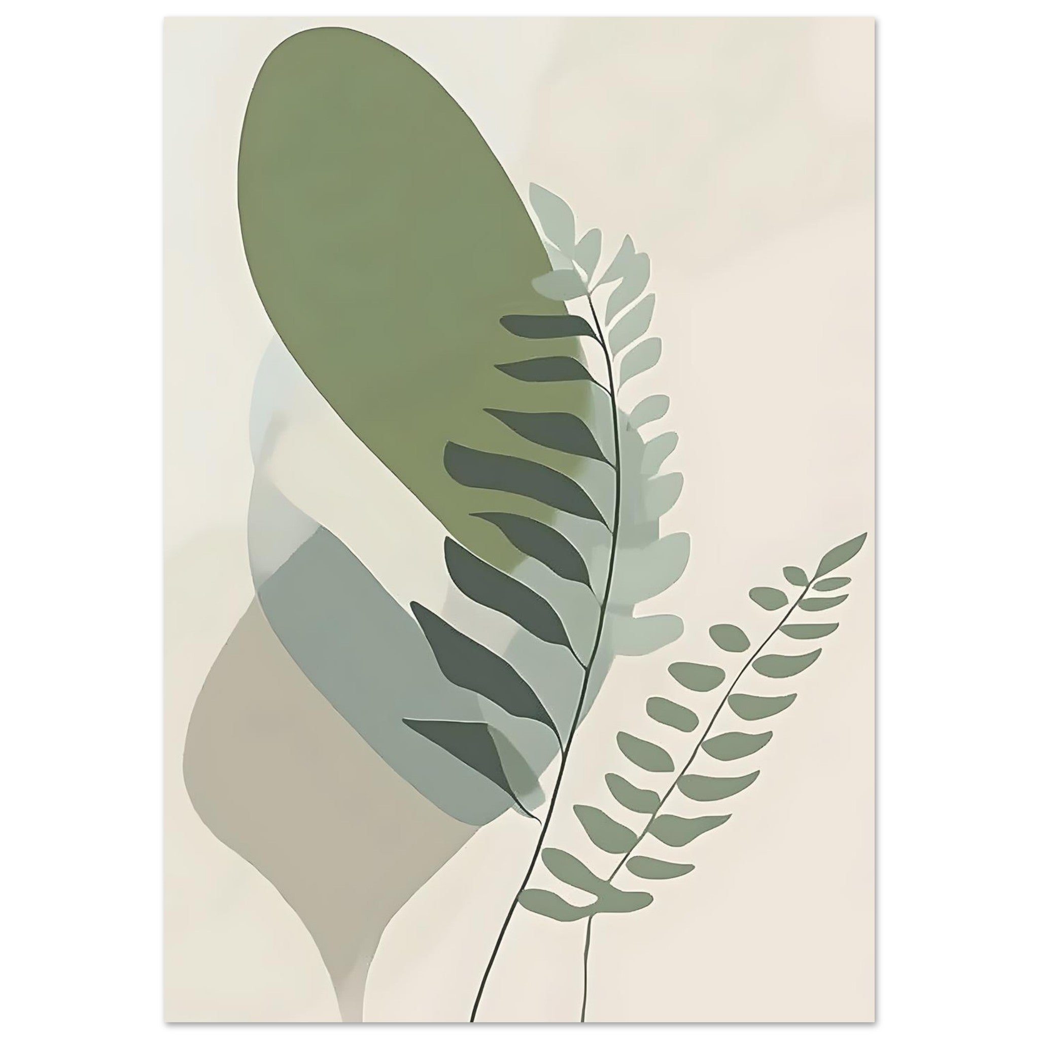 Artfulprints Poster Boho – Overlapping nature  - A4 21x29.7 cm - Groen