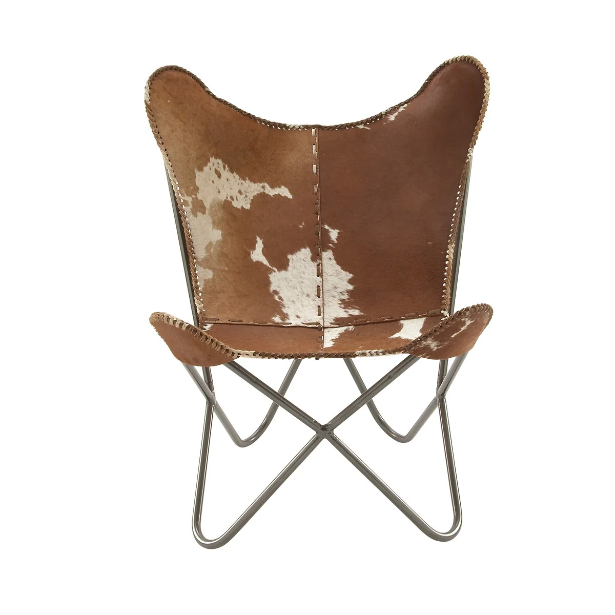 Leather Handmade Butterfly Chair with Black Stand - White or Brown - Roche River Decor