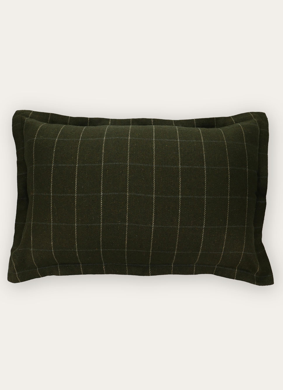 HOUSSE DE COUSSIN JACQUARD à CARREAUX VERT FONCE