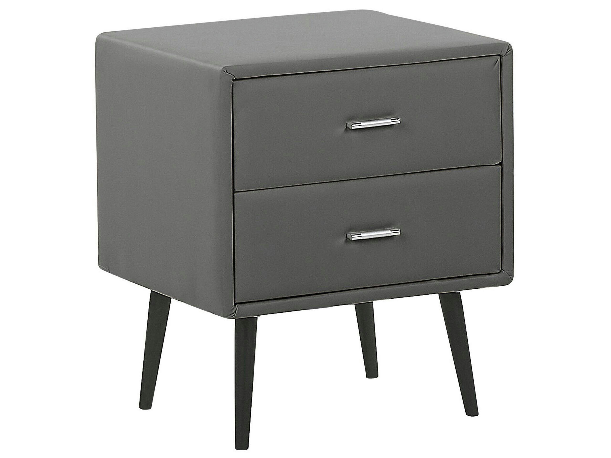 ESSONNE - Table de chevet en cuir PU gris