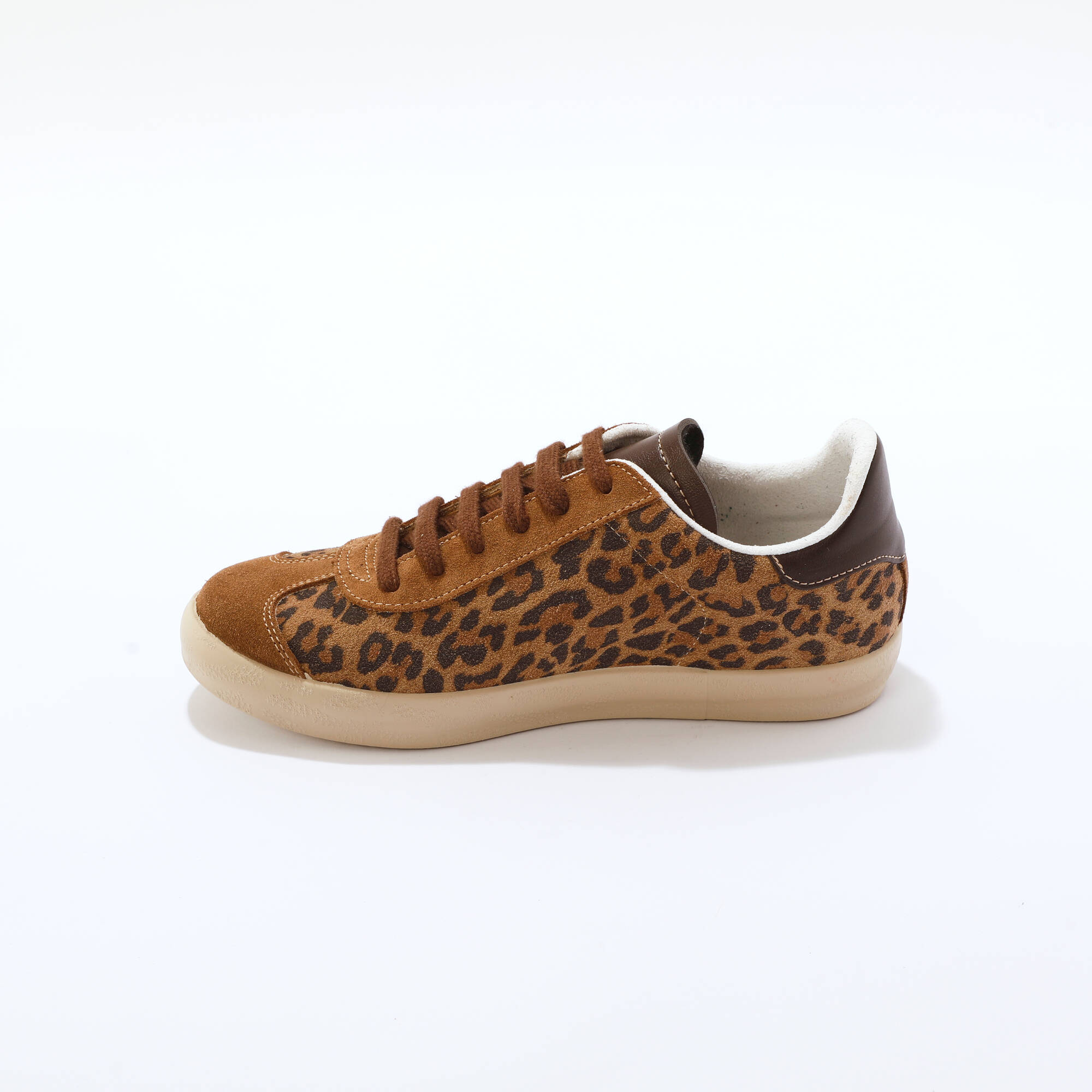 Baskets vintage cro&ucirc;te de cuir imprimé léopard