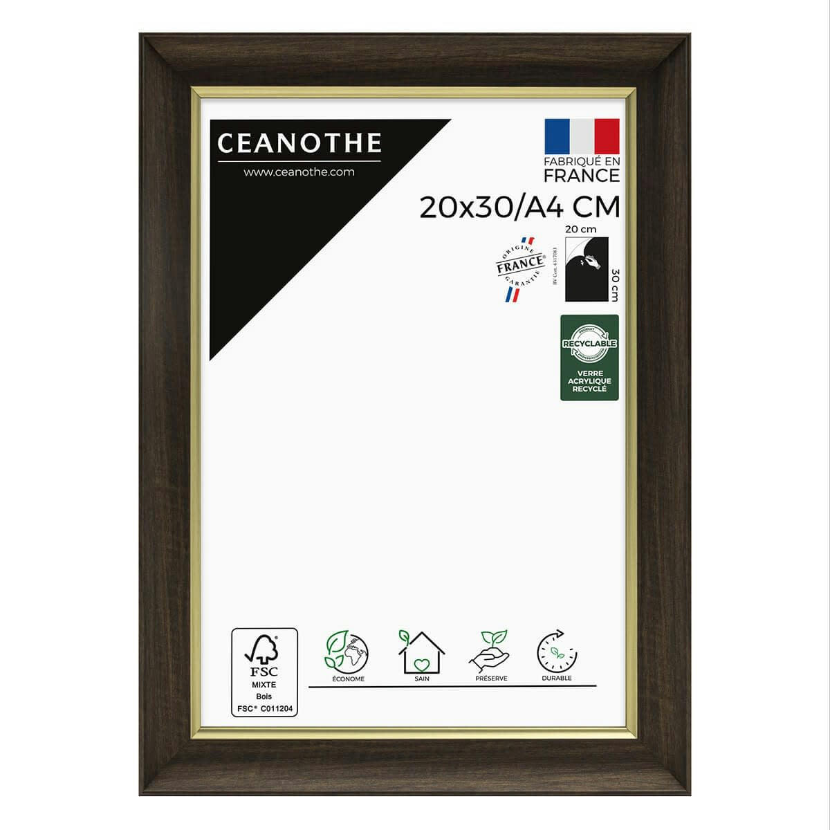 LUNA - Cadre photo ébène et doré 20x30 cm/A4 résine recyclée