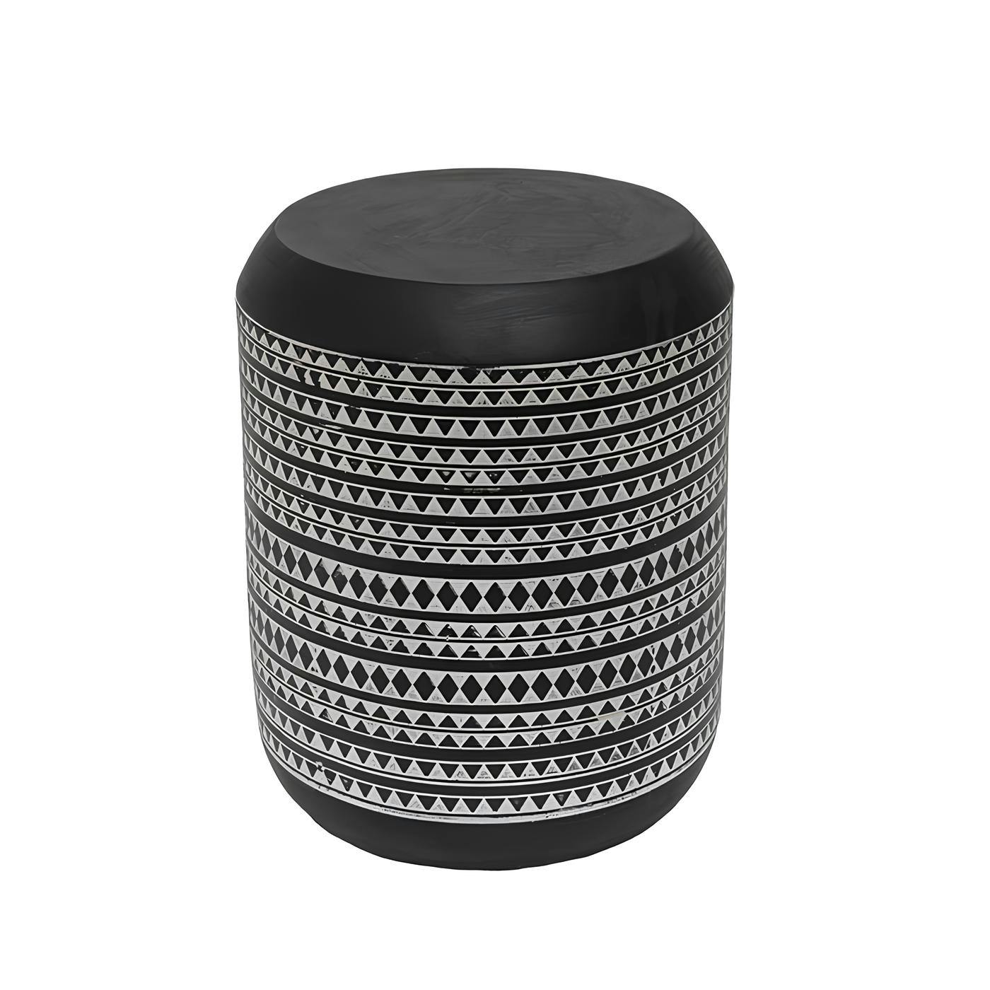 Table d'appoint noire à motifs ethniques MALMOE