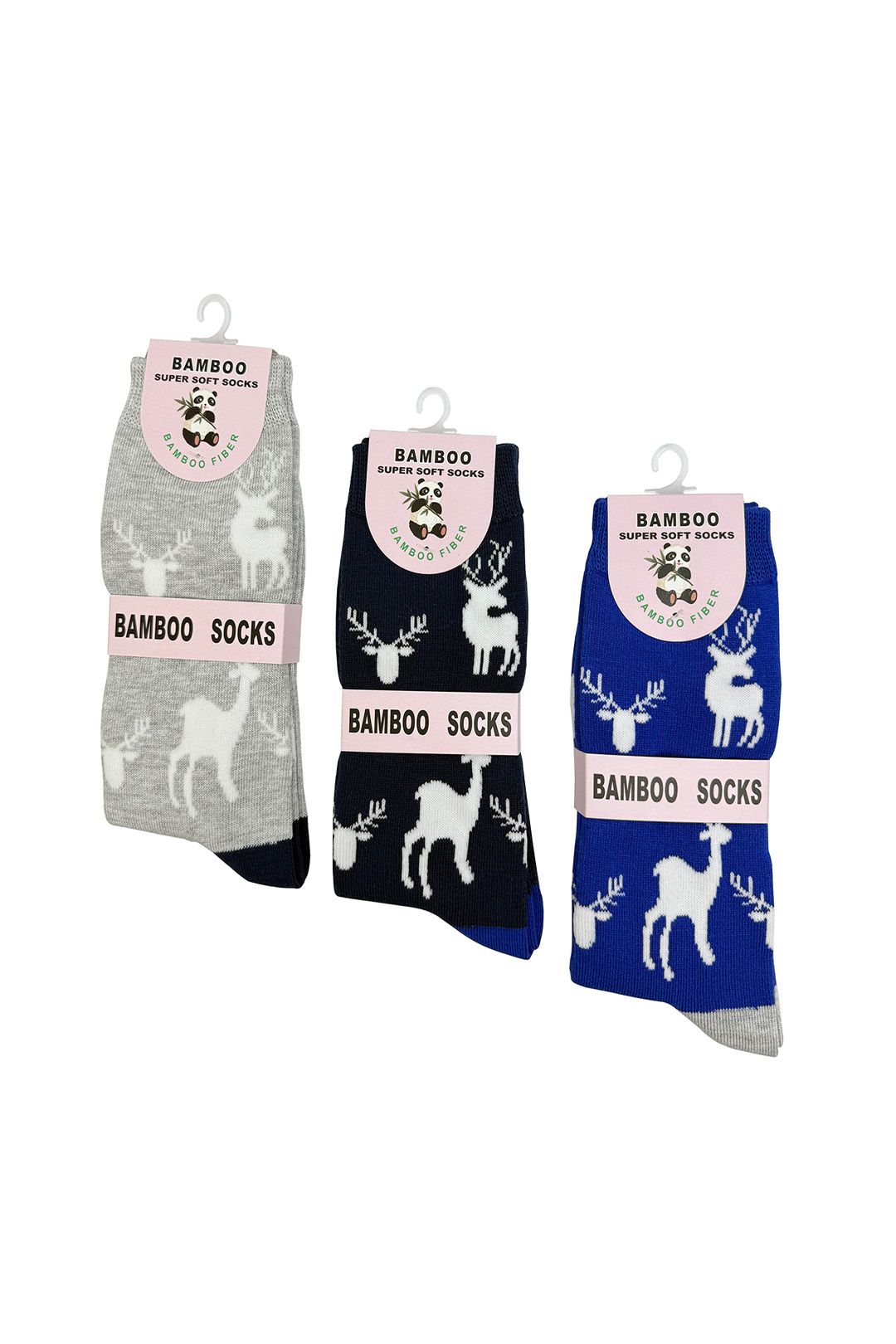 Vellin Gift Box of 3 Pairs Bamboo Socks – Reindeer Print