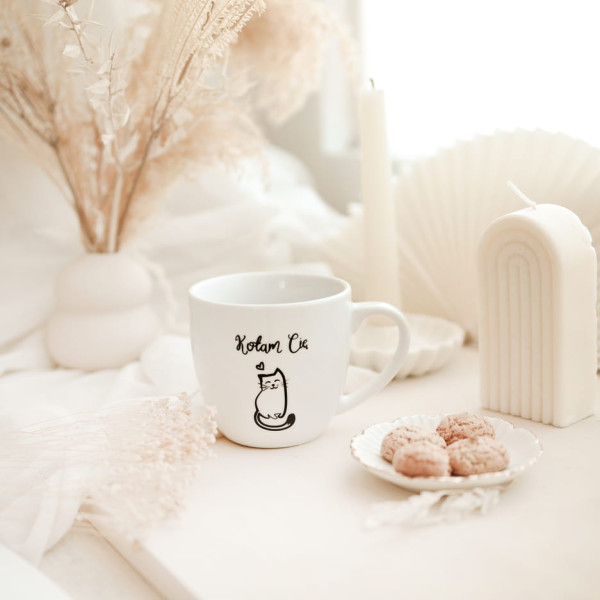 Biały kubek porcelanowy 300 ml - Kotam cię