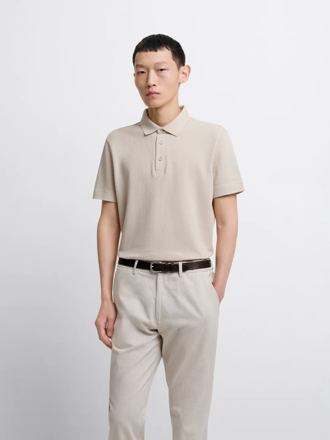 Polo col boutonné en coton