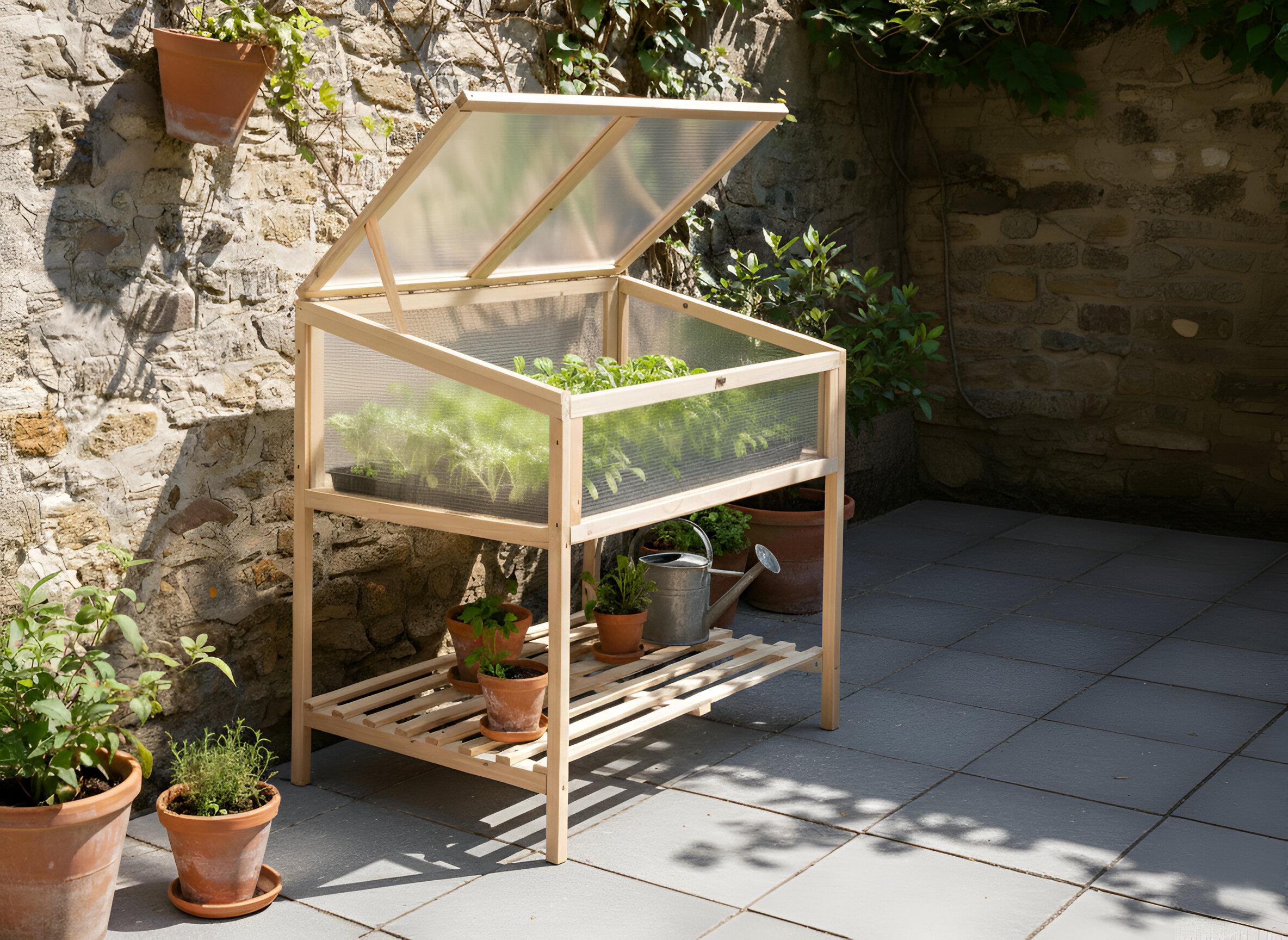 Balcony Greenhouse ARANOVA Fir Wood Light Brown 58 cm