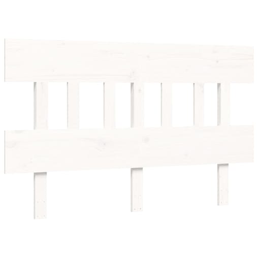NNEVL Bed Frame with Headboard White 137x187 cm Double Solid Wood