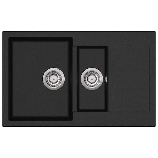 NNEVL Granite Kitchen Sink Double Basin Black