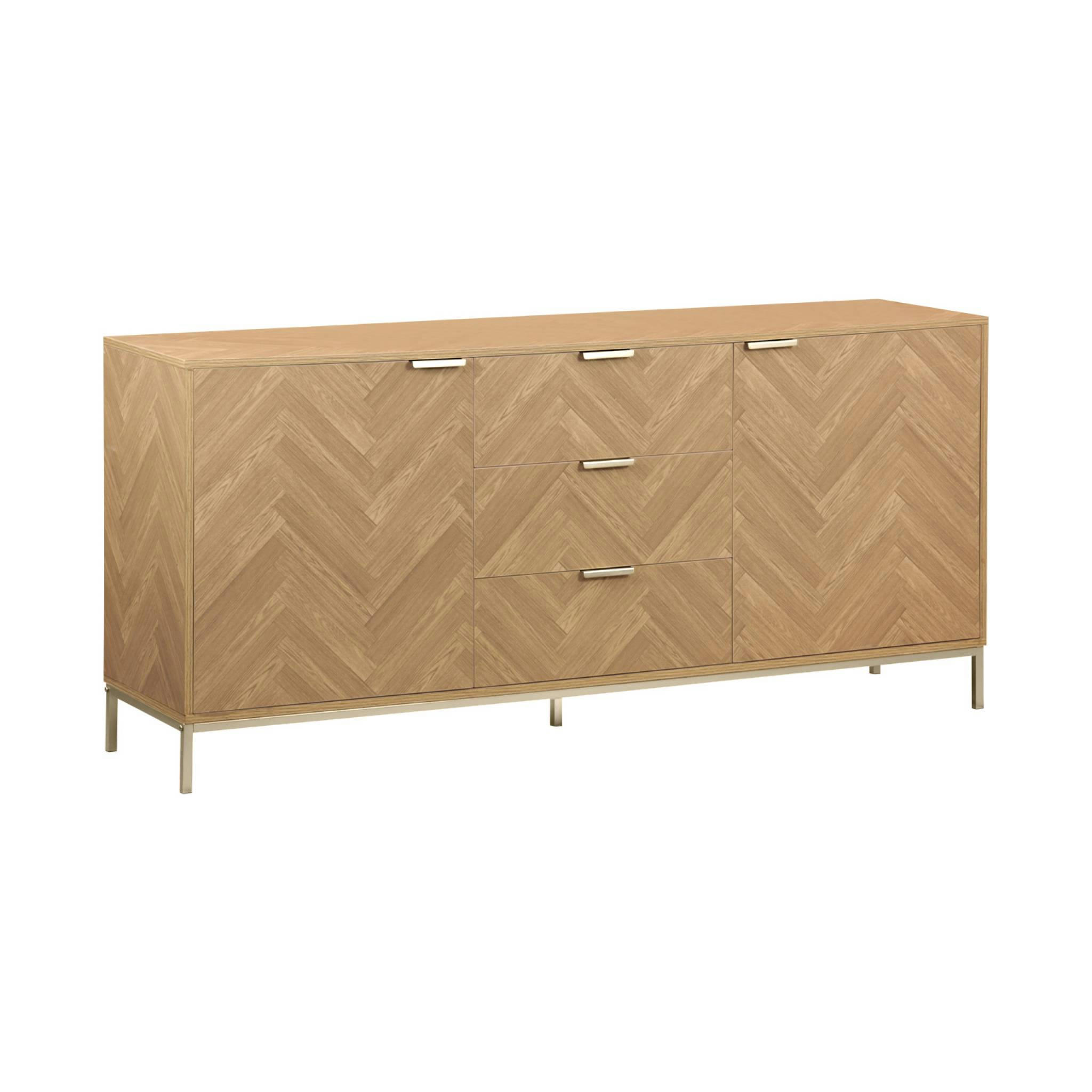 BUDAPEST - Buffet effet bois chevrons 2 portes