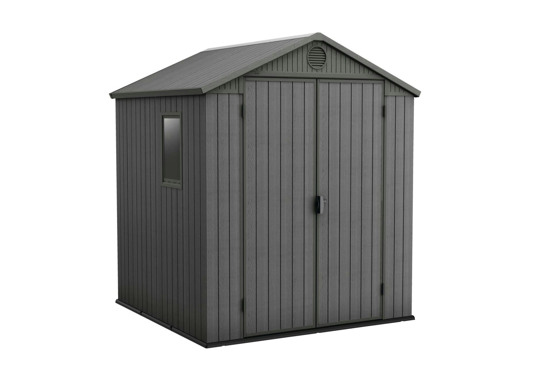 Keter Darwin Outdoor Storage Shed, Grey, 6-ft x 6-ft