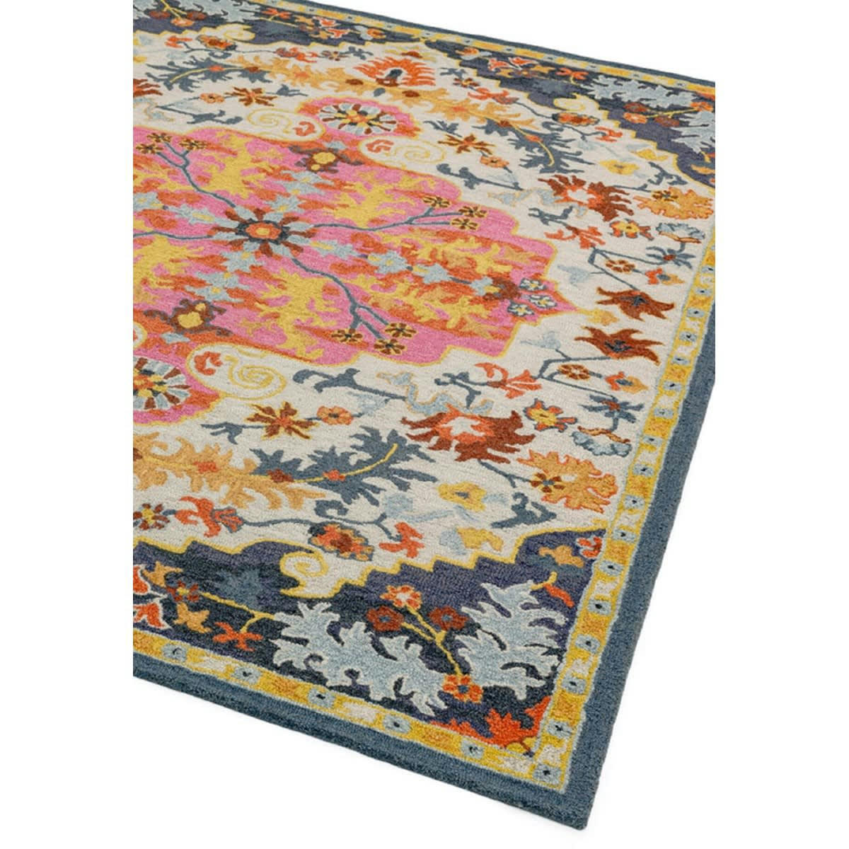 BONDI MEDAILLON - Tapis de salon en laine multicolore 120x170 cm