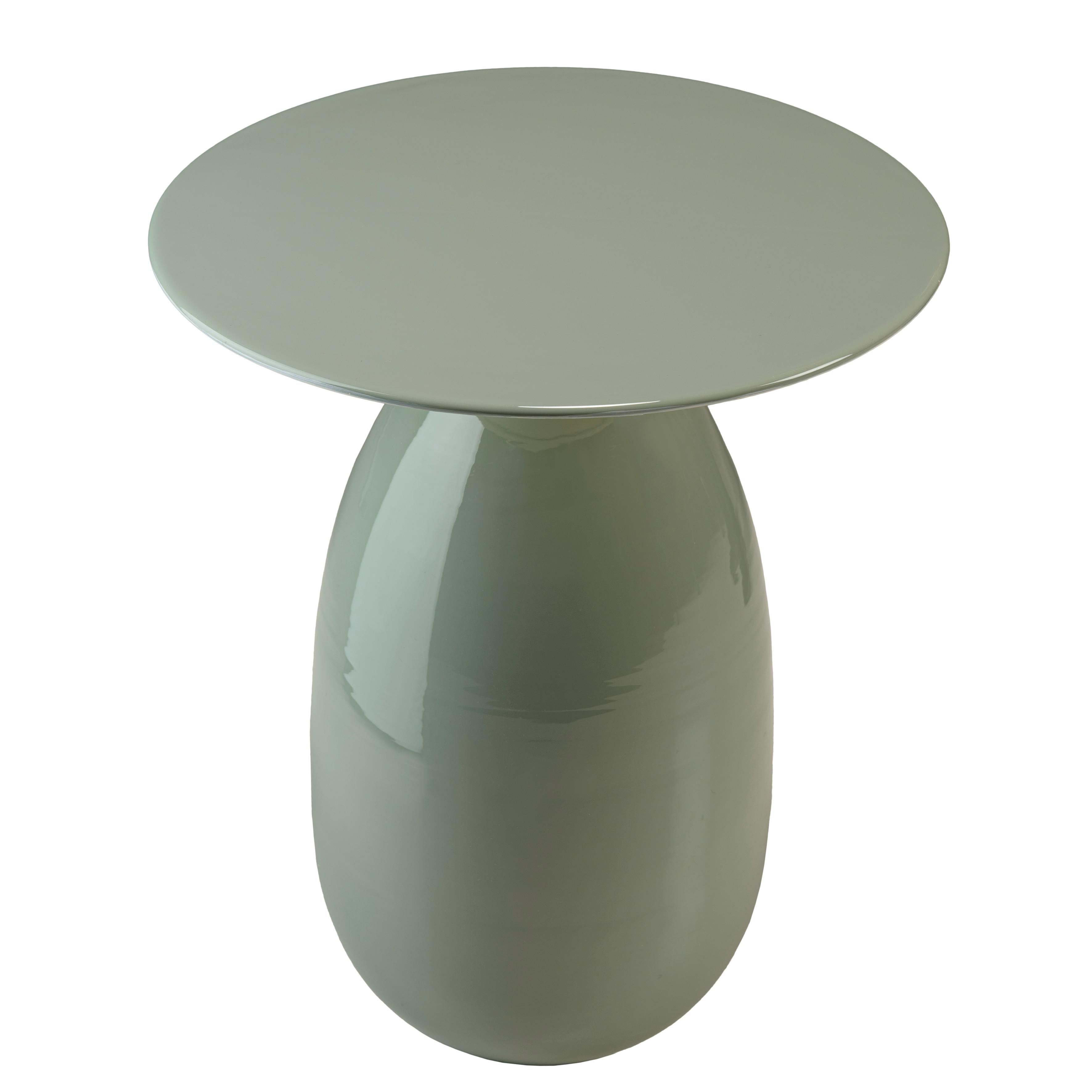 Table d'appoint ronde 40 cm en métal émaillé vert d'eau TOSCA