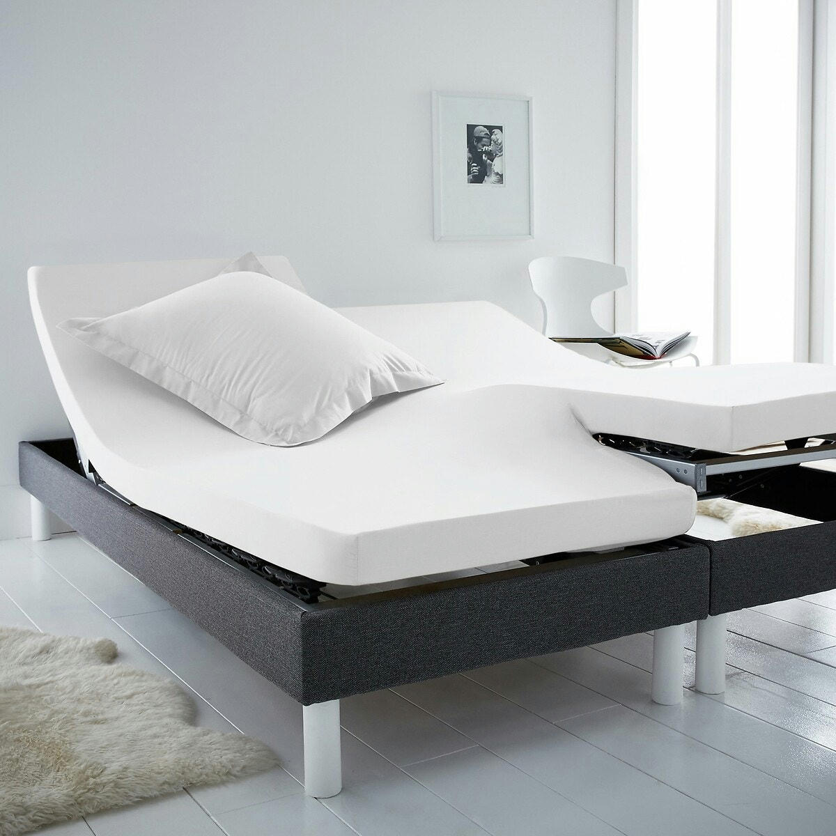 Drap housse uni en coton, lit articulé, Scenario