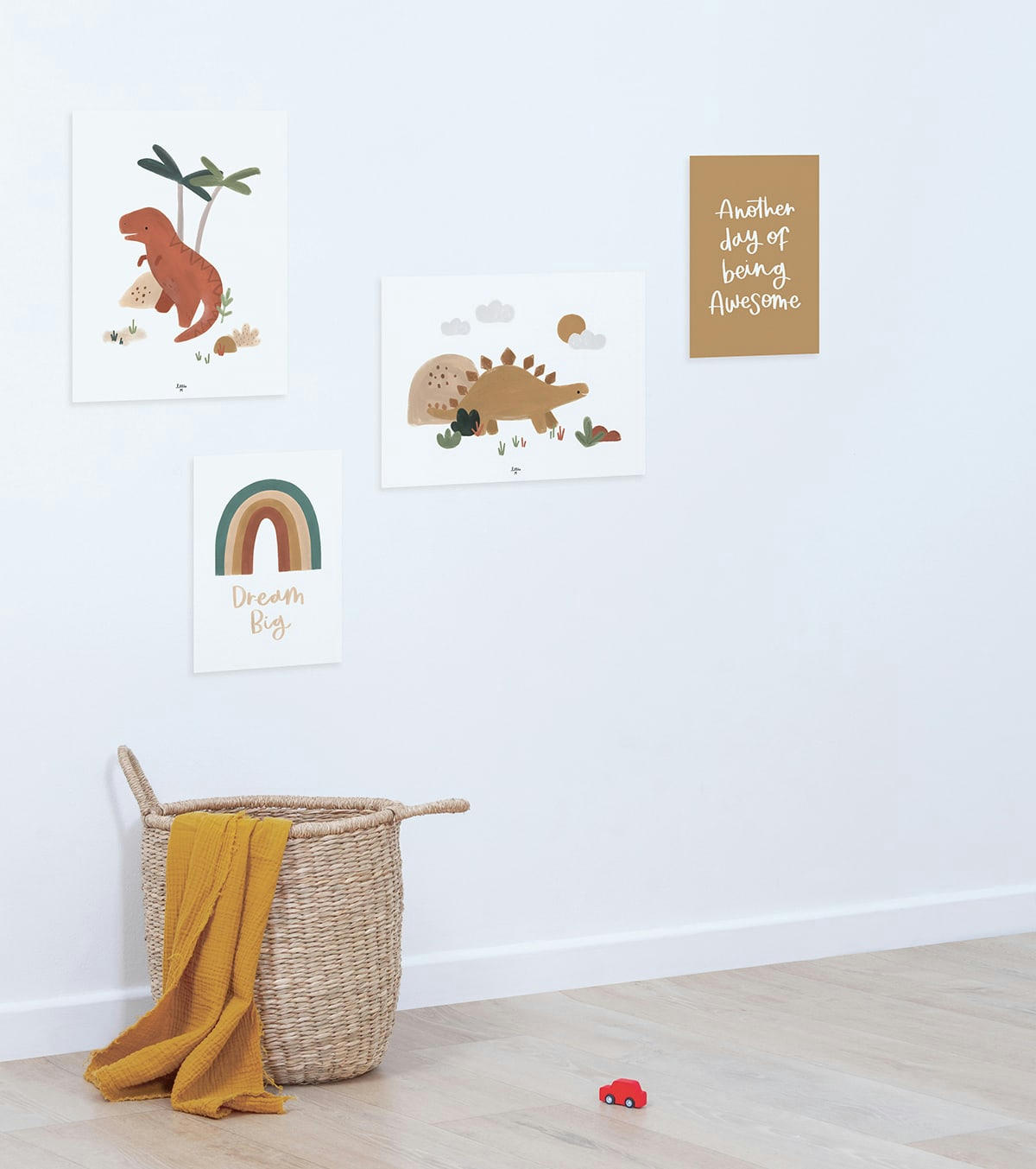 SUNNY - Lot de 4 affiches enfant dinosaures & co en papier multicolore