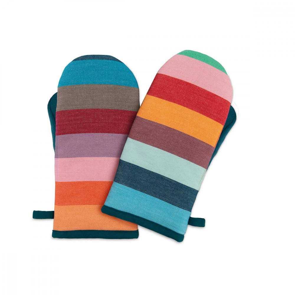 - Set de 2 gants de cuisine coton bleu