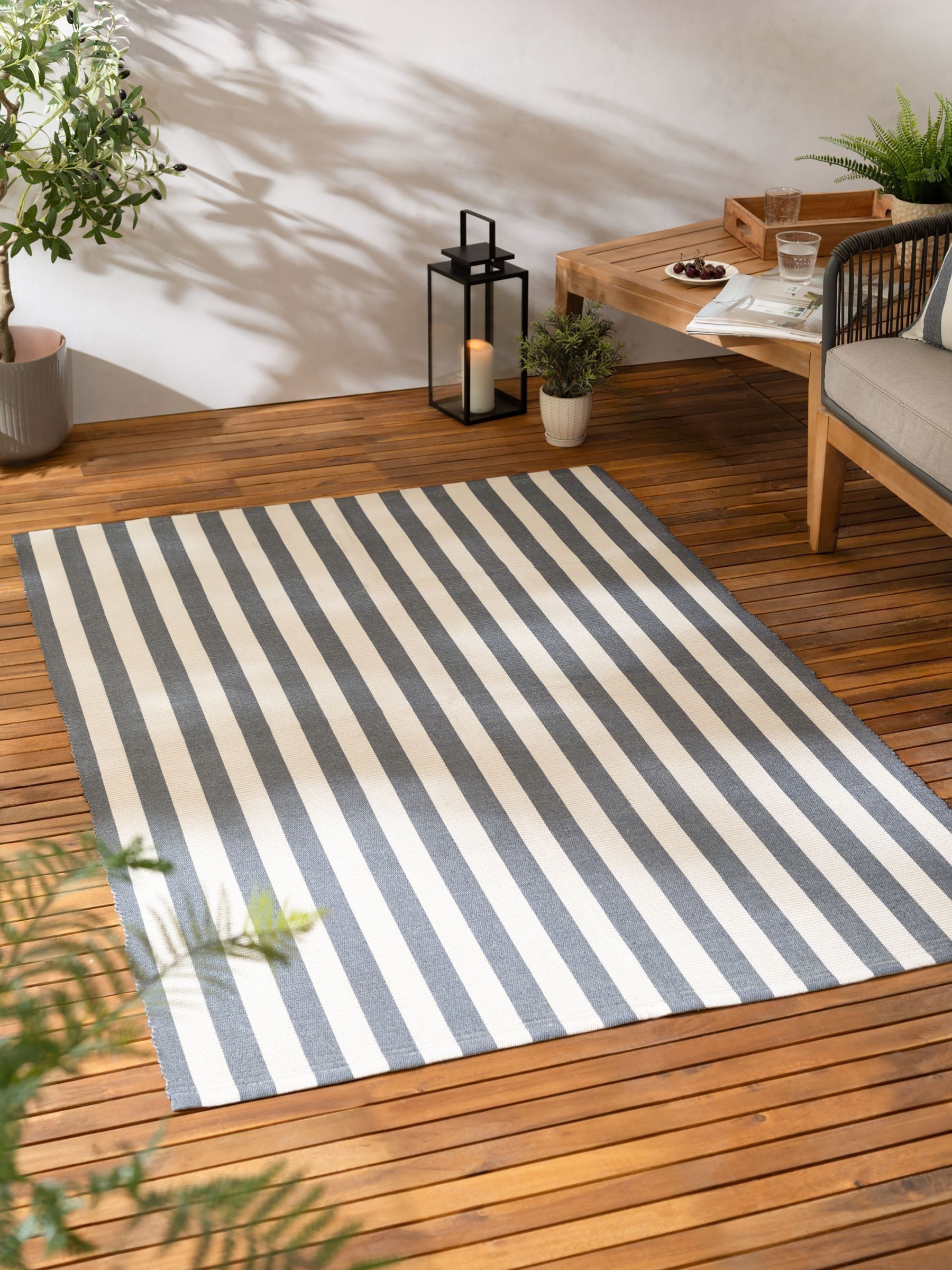 Yard Navy Blue Hayle Stripe Outdoor Rug