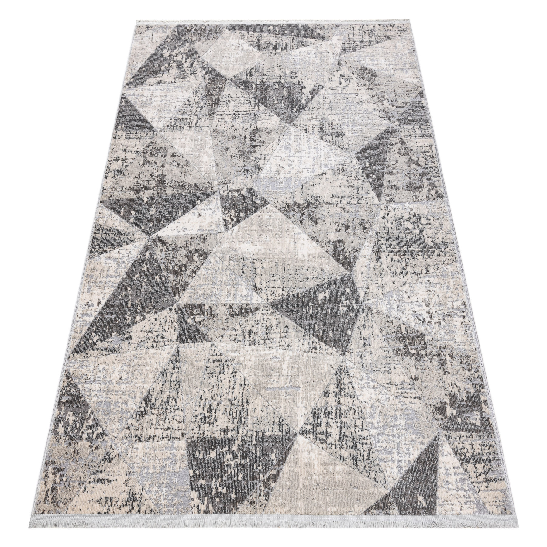 Dywan REBEC nowoczesny frędzle 51192A - dwa poziomy runa krem 280x370 cm