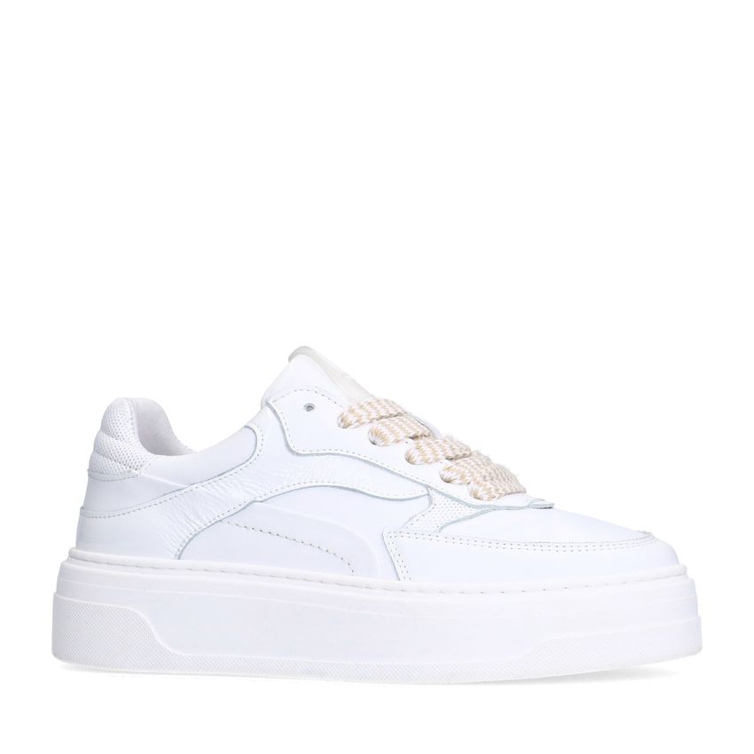 Manfield Witte leren sneakers