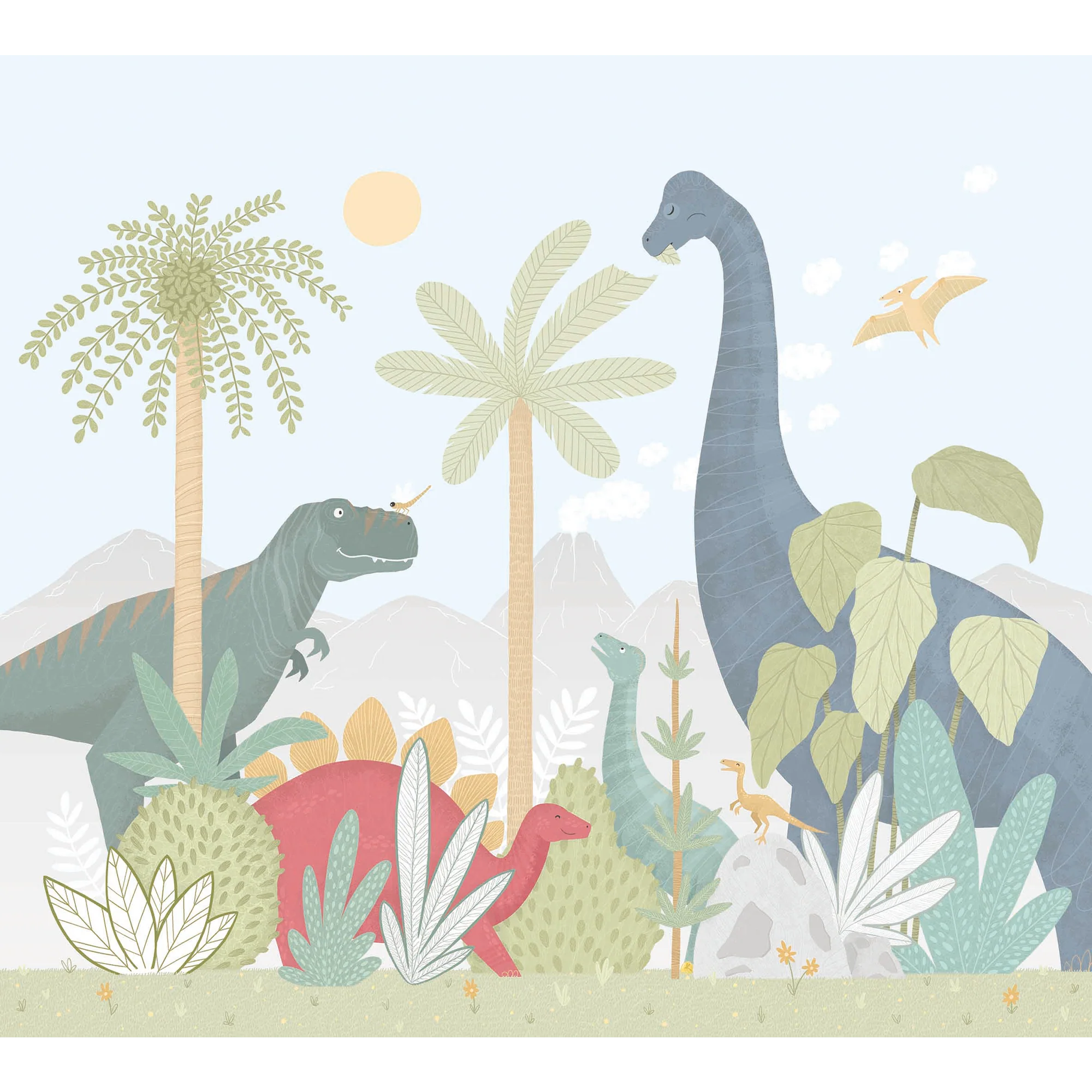 4MURS Papier peint panoramique XL HAPPY DINO 300 x 270 cm