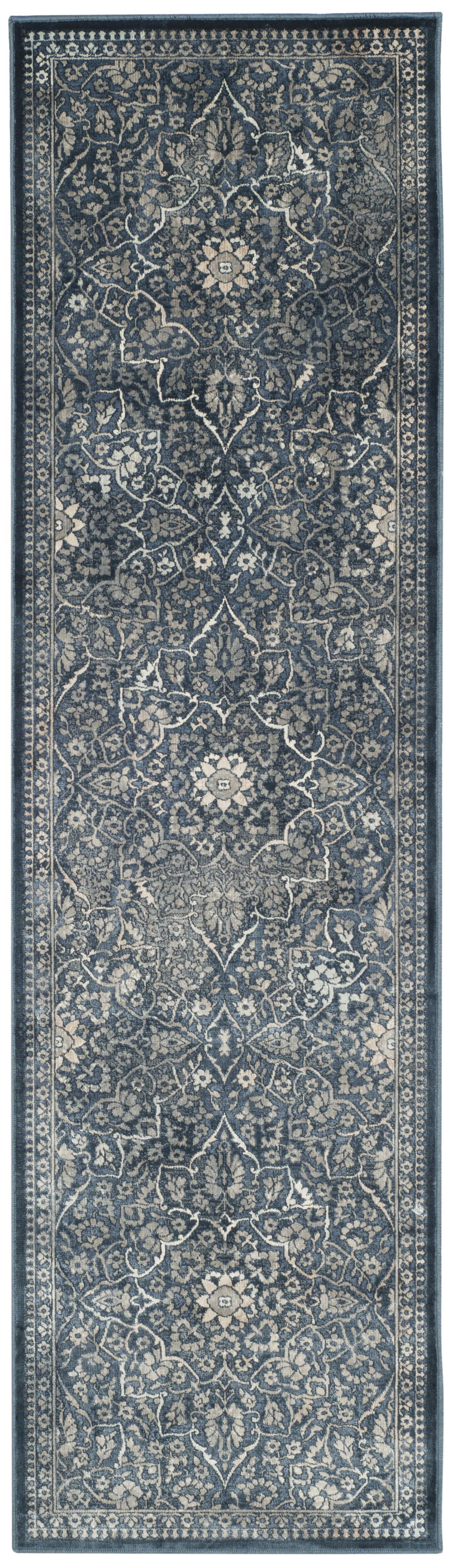 VINTAGE - Tapis de salon interieur en bleu & gris clair, 66 x 244 cm