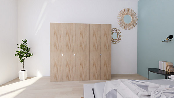 Armoire bicolore 4 penderies et 2 tiroirs GoodHome Atomia H. 187,5 x L. 200 x P. 45 cm