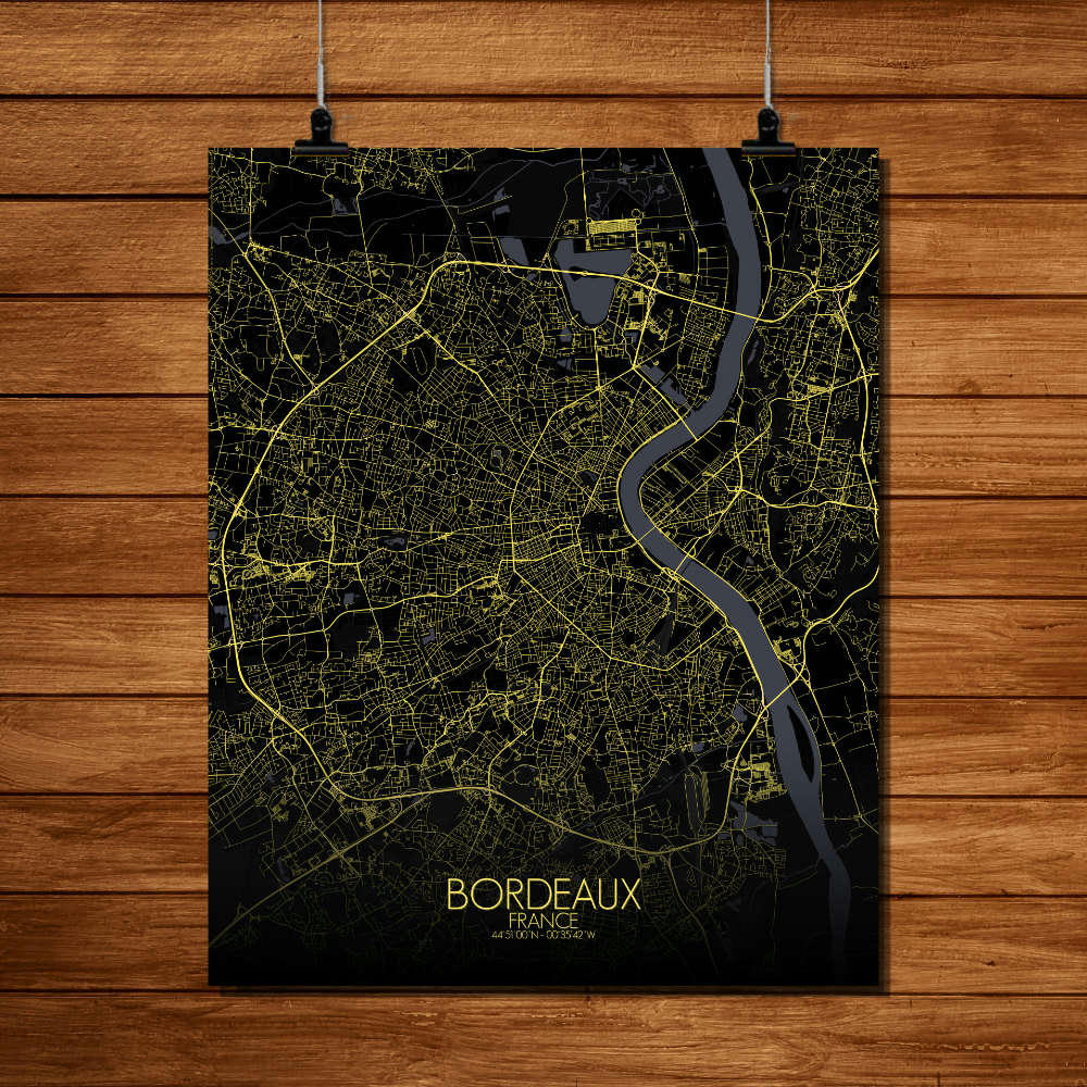 - Affiche Bordeaux Carte Nuit 40x50