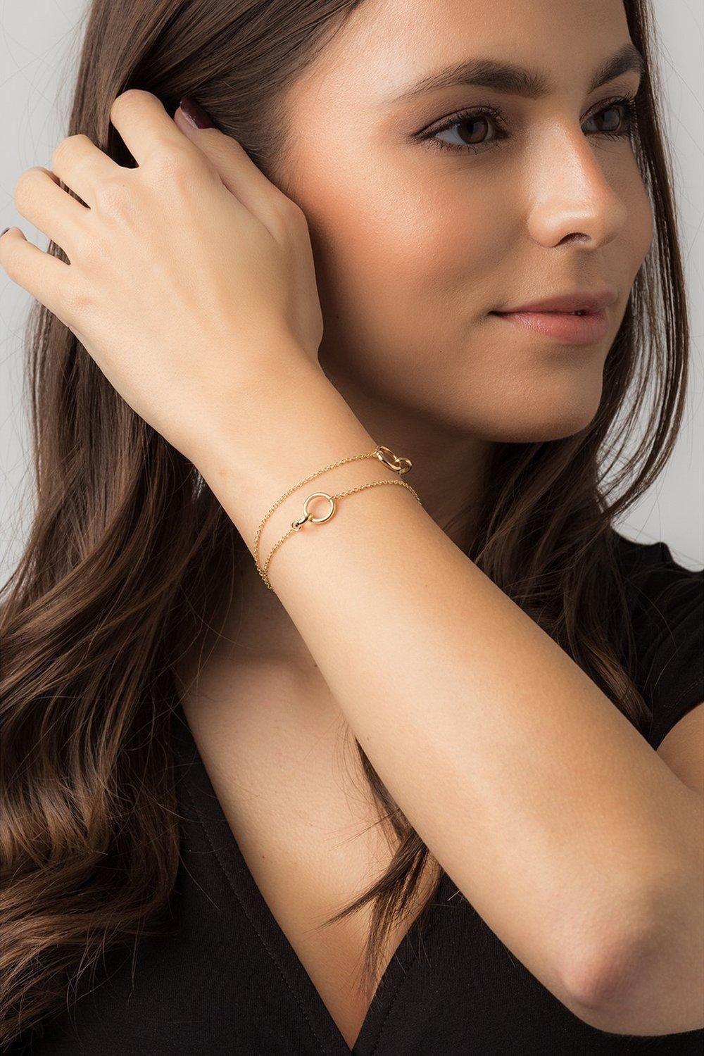 Pure Luxuries London Gift Packaged 'Sieger' 18ct Yellow Gold Plated 925 Silver Dual Bracelet