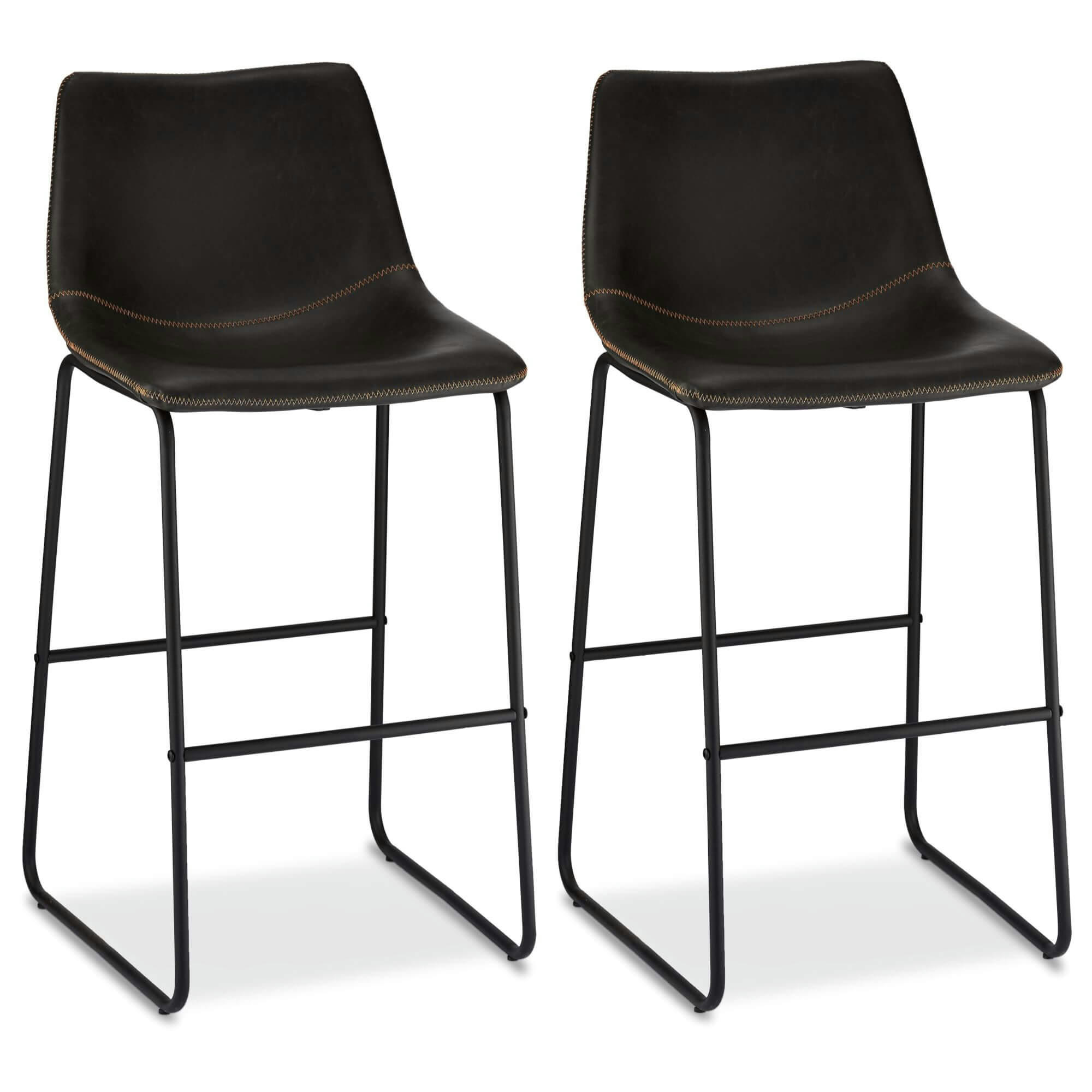 INDIANA - Lot de 2 chaise de bar en simili noir H72