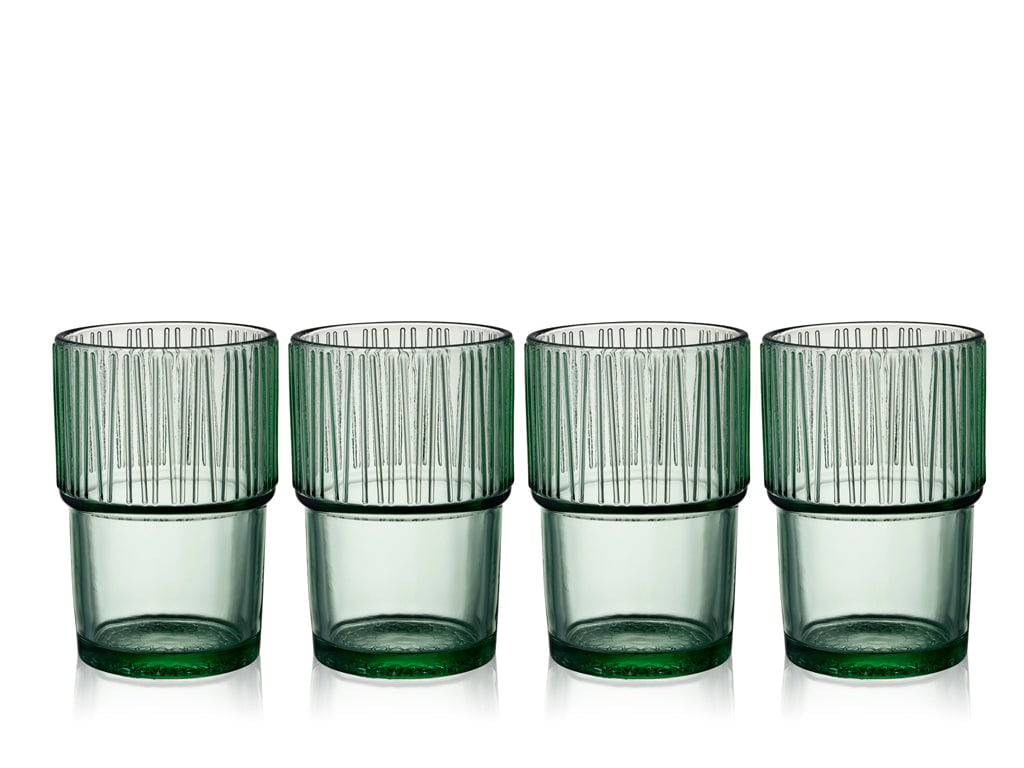 Bitz Waterglas Kusintha 280 ml - kleur Groen - set van 4 stuks - stapelbaar