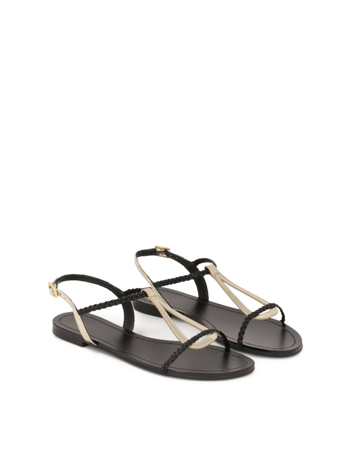 Ladies' black and gold sandals